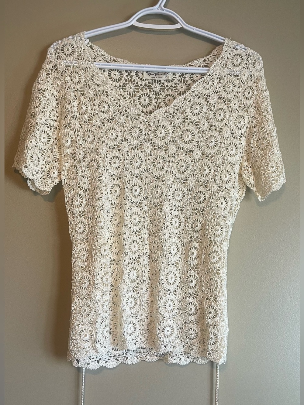 Vintage Hand Crocheted V Neck Top